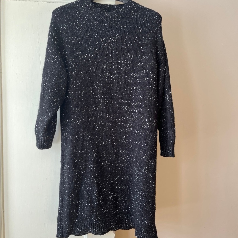 Zara Knit Black White Speckled Sweater Dress Oversize XS S M - Picture 5 of 5
